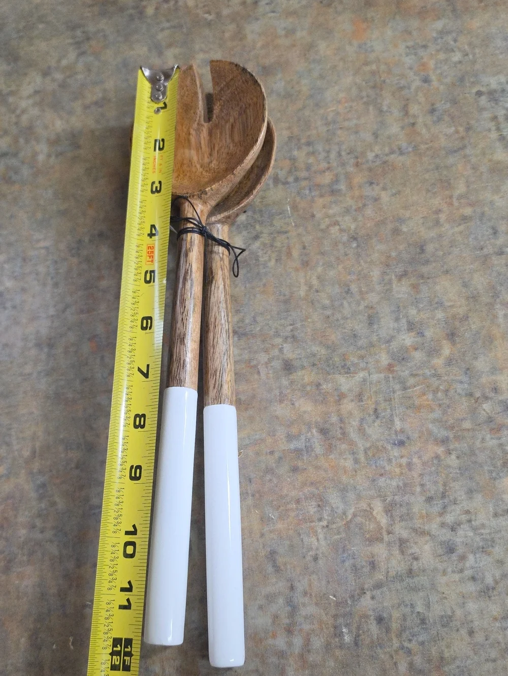 Mango Wooden Salad Servers with White Handles